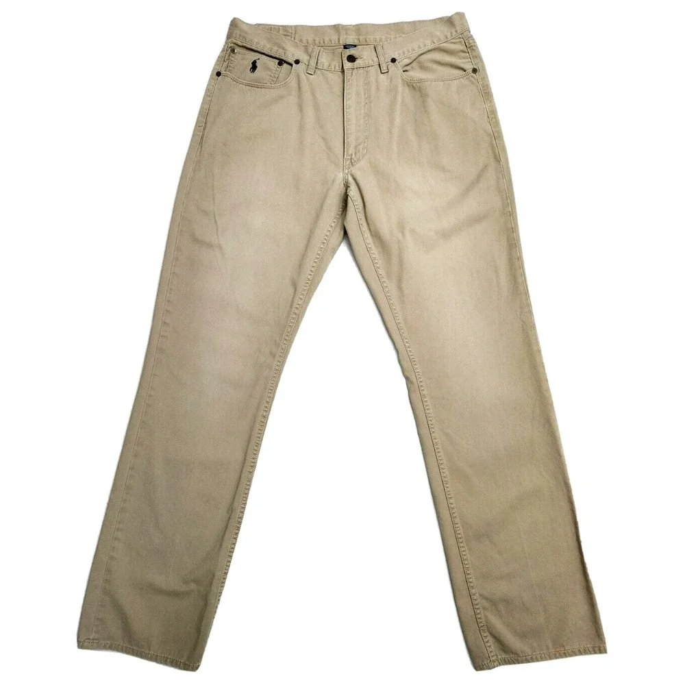 Polo Ralph Lauren Straight Pants Men's 36x34* Beige 5-Pocket Twill Jeans